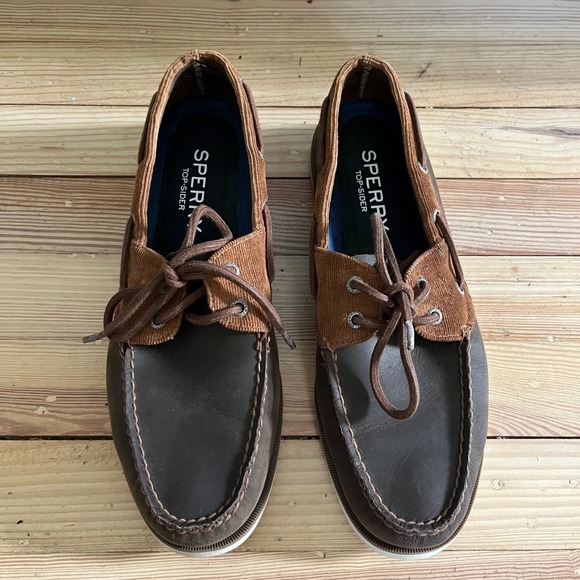 Sperry Top-Sider Mens Boat Shoes Leather Corduroy Brown Lace Up Casual Loafers‎ - Picture 3 of 11